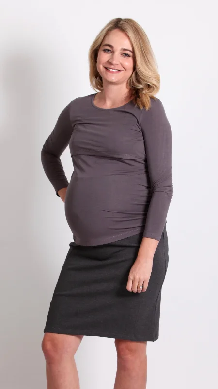 Nursing bras with a focus on support and stability during physical activities and outdoor sports during breastfeeding-Dahna Maternity Pencil Work Skirt Charcoal