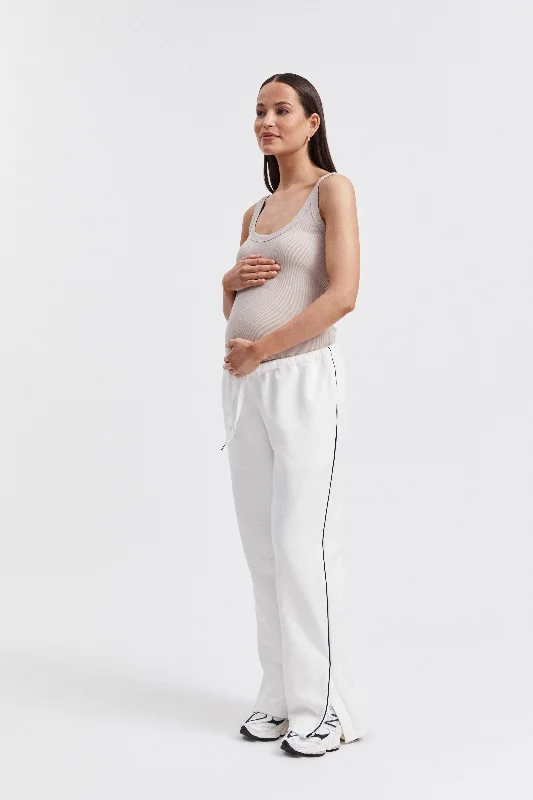 Nursing bras with a hidden layer for smooth silhouette-Fitted Rib Crop (Stone)