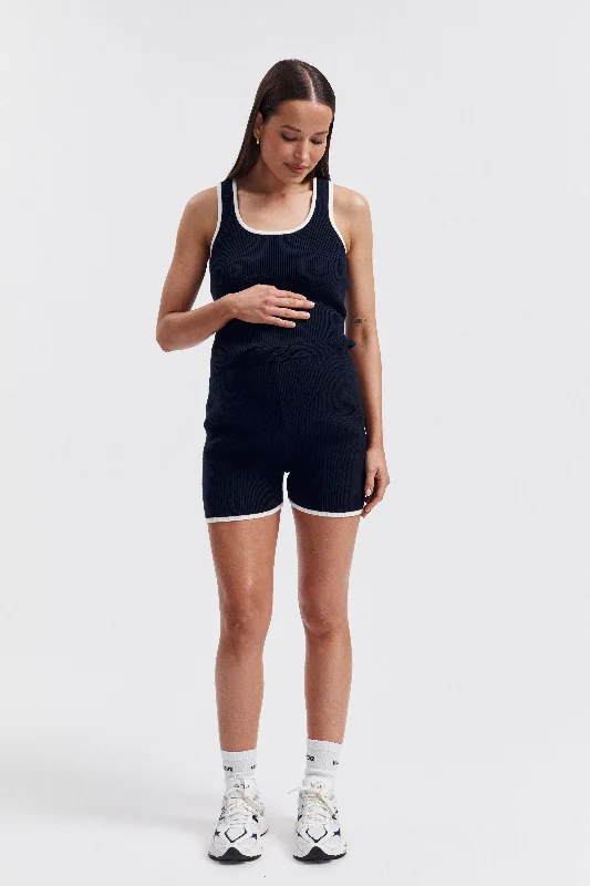 Nursing bras with a focus on comfort during long feedings-Woodford Crop Tank II (Navy)