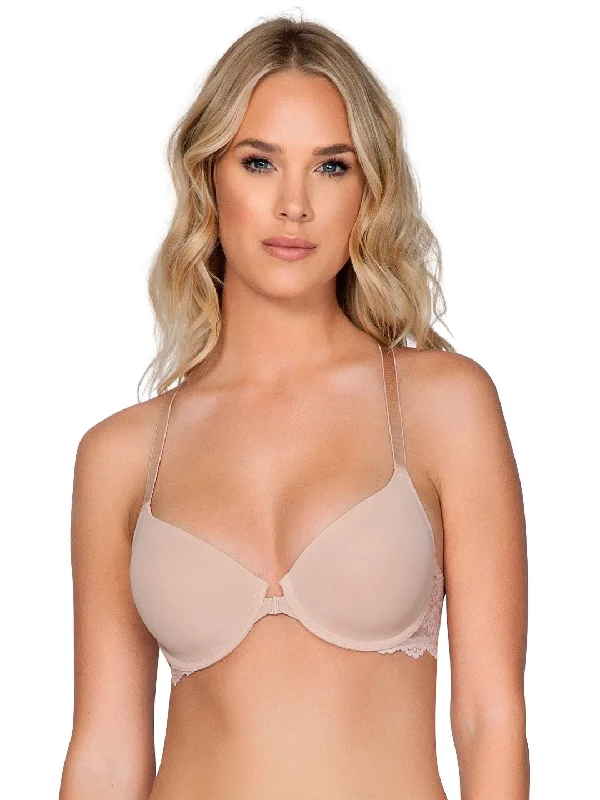 T-shirt bras for smooth fitting-Matilda Padded Racerback Bra - European Nude - P53113