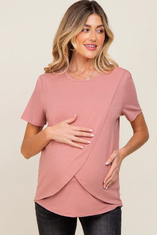 Nursing bras with a wide range of color options available-Mauve Bravado Designs Short Sleeve Nursing Top