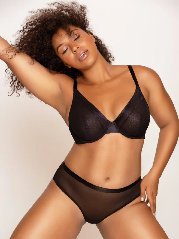 Affordable women's bras online-Maya Unlined Wire Bra - Black - P5752