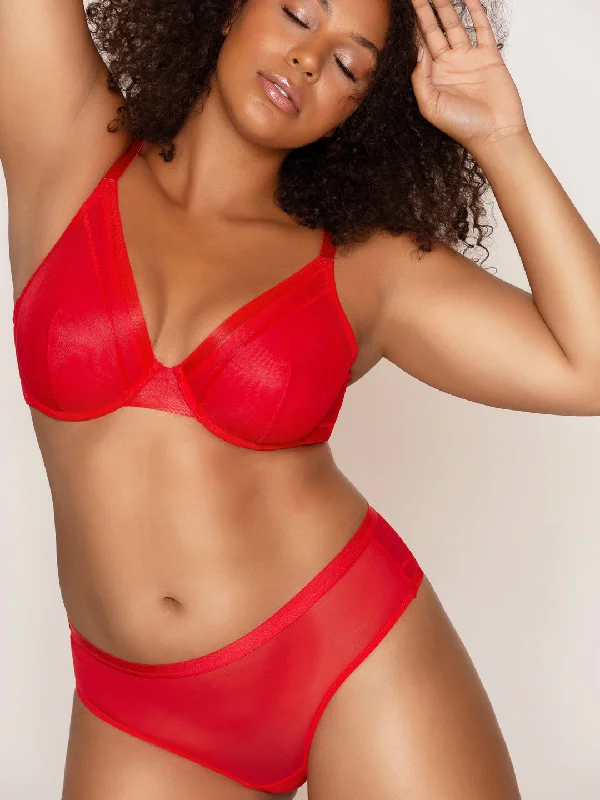 Sports bras with high support for running-Maya Unlined Wire Bra - Cherry - P5752