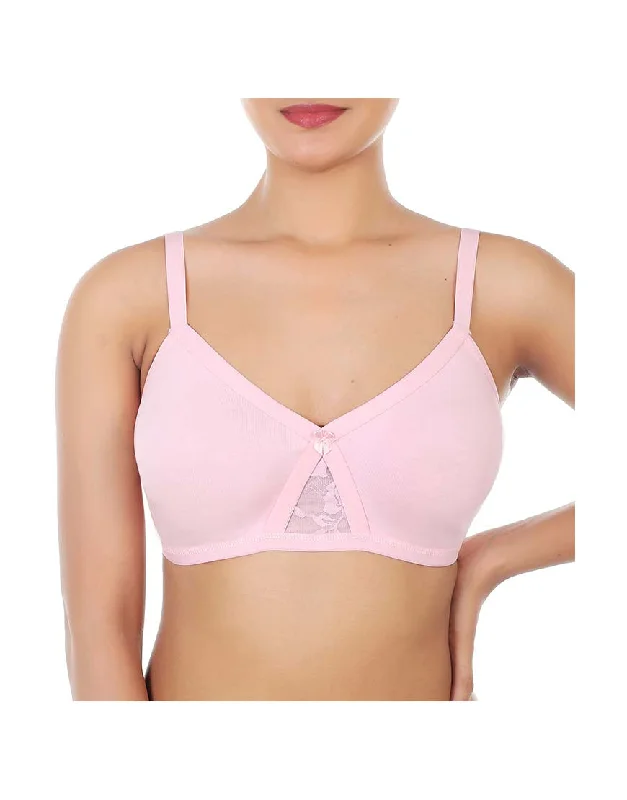 Designer bras for special occasions-WIREFREE SUPER SUPPORT BRA WITH TOUCH OF LACE-Baby Pink Designer bras for special occasions-WIREFREE SUPER SUPPORT BRA WITH TOUCH OF LACE-Baby Pink