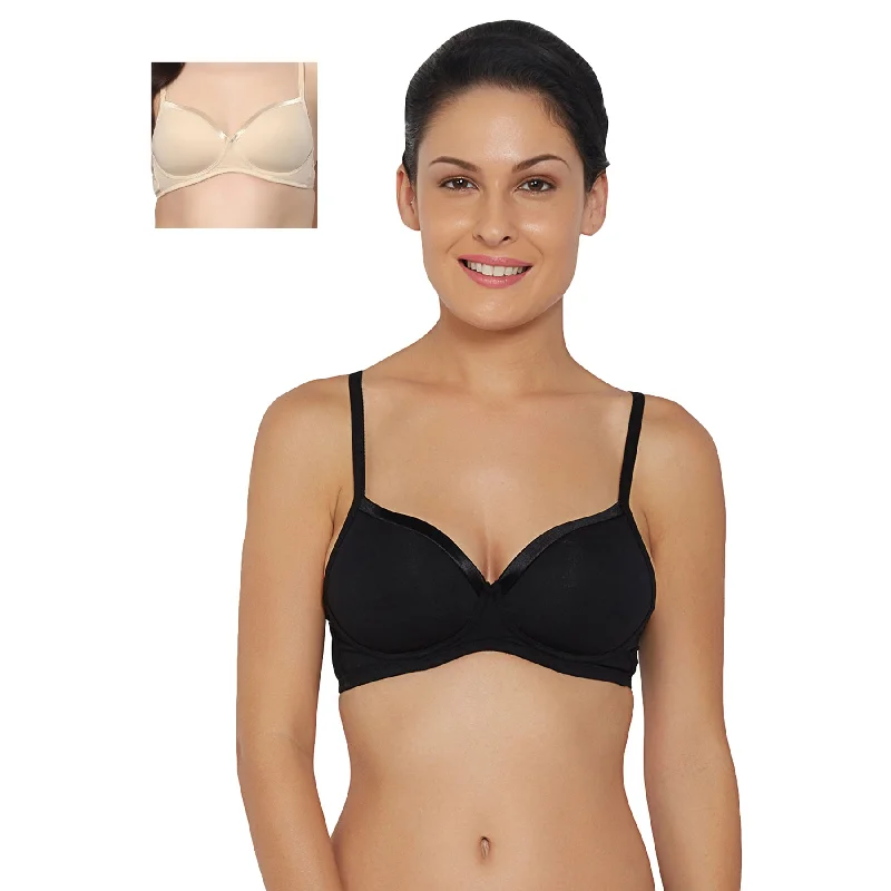 Soft cup bras for women who value comfort during fulfilling living practices-Medium Coverage Padded Non Wired T-shirt Bra (Pack of 2) CB-104 Soft cup bras for women who value comfort during fulfilling living practices-Medium Coverage Padded Non Wired T-shirt Bra (Pack of 2) CB-104