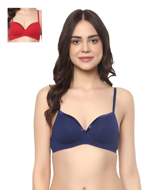Soft cup bras for women who value comfort during gentle living routines-Medium Coverage Padded Non Wired T-shirt Bra (Pack of 2) CB-104 Soft cup bras for women who value comfort during gentle living routines-Medium Coverage Padded Non Wired T-shirt Bra (Pack of 2) CB-104