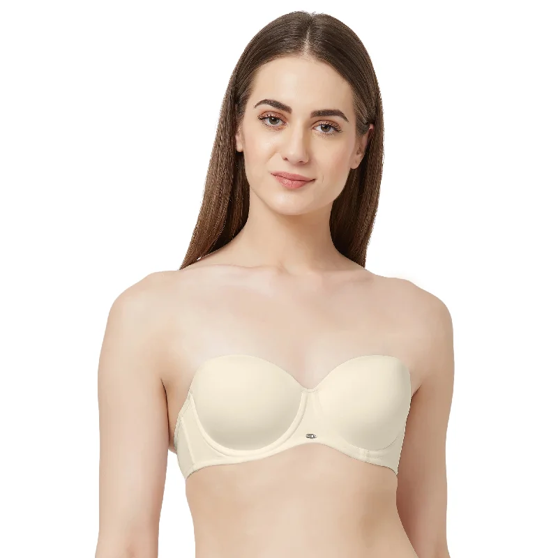 Comfortable bralettes for lounging-Medium Coverage Padded Wired Multiway Strapless Bra with Detachable Straps-FB-508A