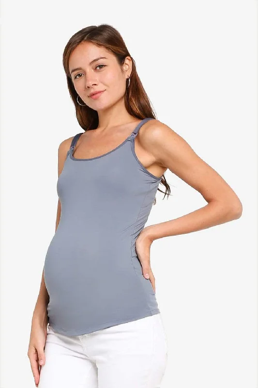 Nursing bras with a focus on style and fashion for formal events and special occasions during breastfeeding-Meghan Nursing Top Camisole Grey Nursing bras with a focus on style and fashion for formal events and special occasions during breastfeeding-Meghan Nursing Top Camisole Grey