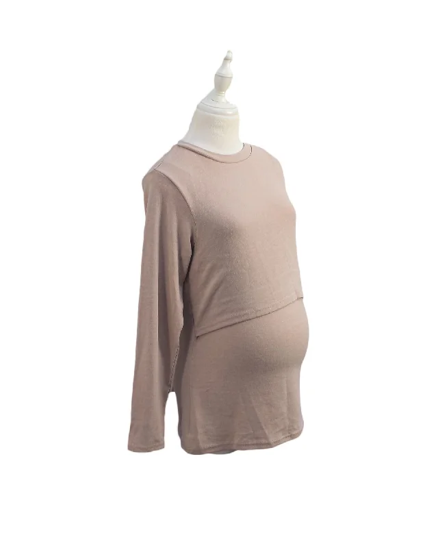 Nursing bras with a focus on style and fashion for special occasions and events during breastfeeding-Milk Tea Maternity Nursing Top L