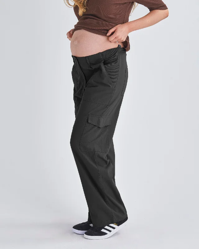 Maternity bras with a seamless design for discretion-Naomi Maternity Black Cargo Pants