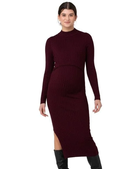 Maternity bras that are designed for extended breastfeeding periods and support during postpartum recovery-Nella (Nursing) Sweater Dress