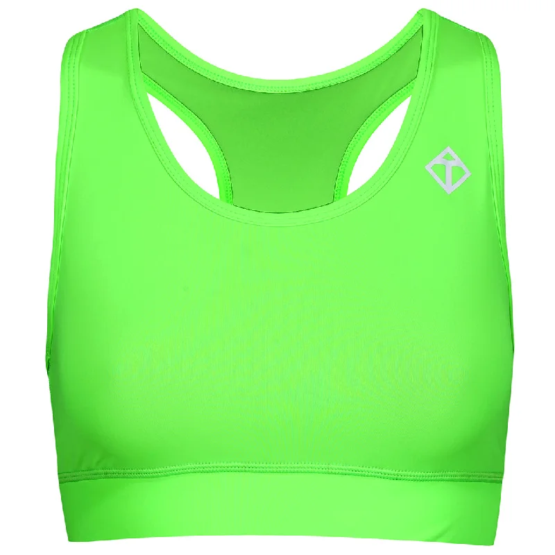 Sports bras for women with fuller figures-Neon Lime Racer Back Bra