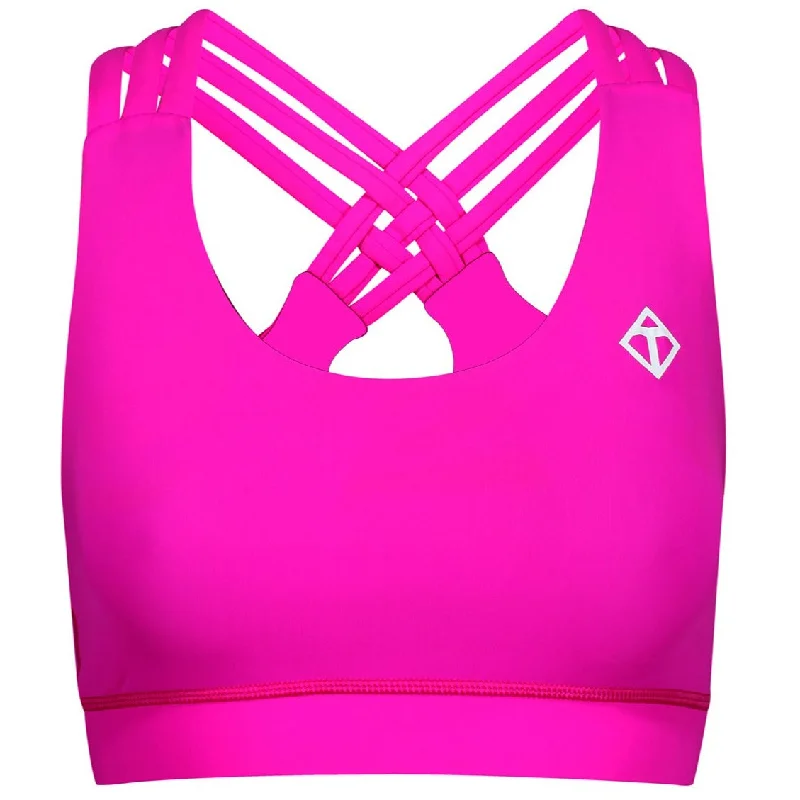 Sports bras for strength training-Neon Pink Cross Back Bra