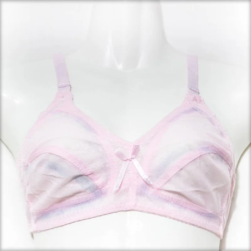Non wired bras for women who prefer a comfortable fit for organized living practices-Net Non Padded Bra - Pink - See Through Bra Non wired bras for women who prefer a comfortable fit for organized living practices-Net Non Padded Bra - Pink - See Through Bra