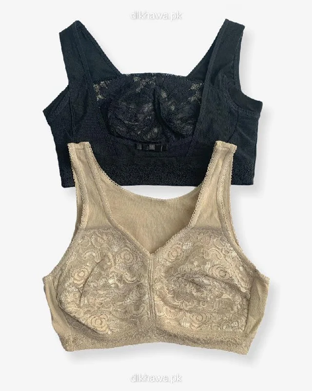 Non wired bras for women who prefer a relaxed fit-Non Padded Ladies Jogging Bra - Sports Bra - Soft Padded Imported Stocklot Branded Pushup Bra - Single Padded Bra - Pack of 2