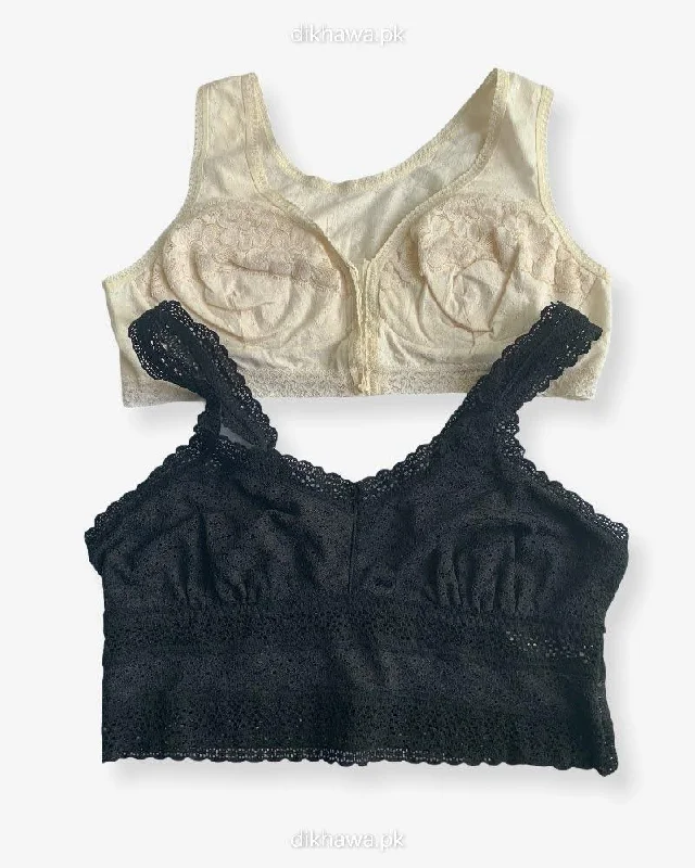 Non wired bras for women with different body types-Non Padded Ladies Jogging Bra - Sports Bra - Soft Padded Imported Stocklot Branded Pushup Bra - Single Padded Bra - Pack of 2