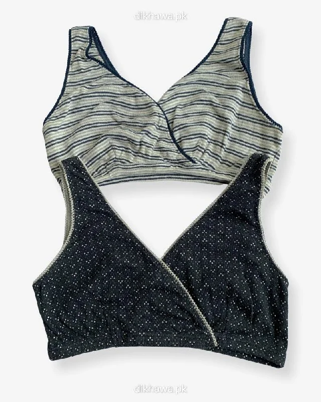 Non wired bras for women who need a break from underwires-Non Padded Ladies Jogging Bra - Sports Bra - Soft Padded Imported Stocklot Branded Pushup Bra - Single Padded Bra - Pack of 2
