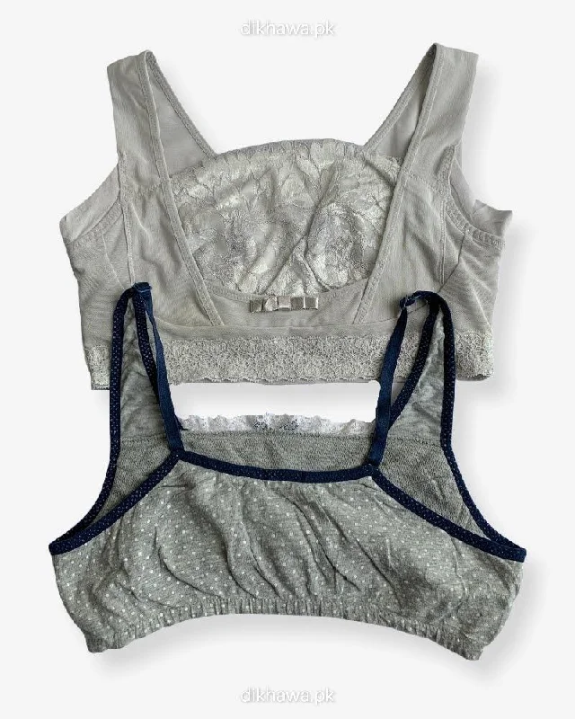 Wireless bras with a wide size range-Non Padded Ladies Jogging Bra - Sports Bra - Soft Padded Imported Stocklot Branded Pushup Bra - Single Padded Bra - Pack of 2