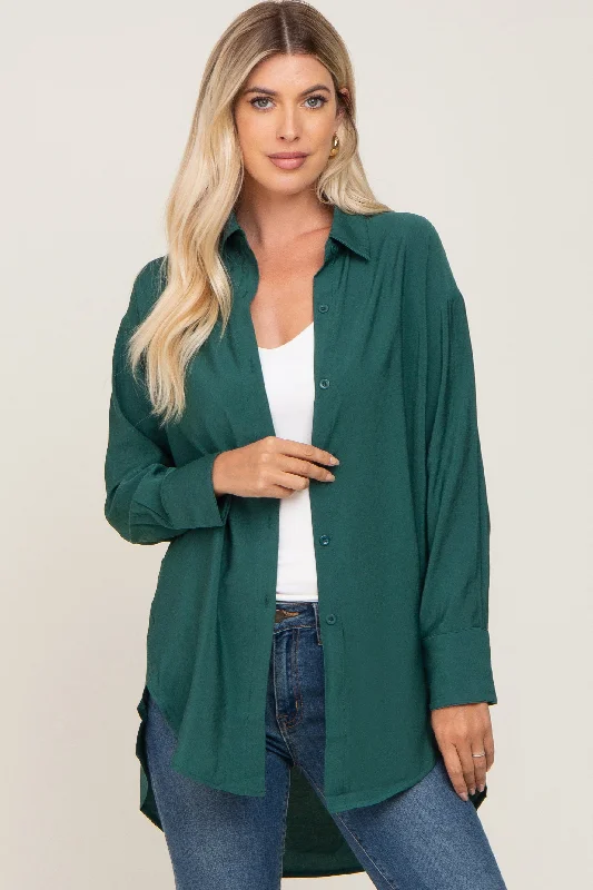 Nursing bras with a focus on ease of use for mothers with twins or multiples and tandem breastfeeding during postpartum-Olive Oversized Button Down Blouse Nursing bras with a focus on ease of use for mothers with twins or multiples and tandem breastfeeding during postpartum-Olive Oversized Button Down Blouse