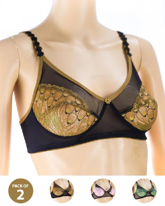 Wireless bras with a focus on comfort during high-intensity workouts-Pack of 2 Madam Bra - Rain - Non Padded Bra - Non Wired Bra Wireless bras with a focus on comfort during high-intensity workouts-Pack of 2 Madam Bra - Rain - Non Padded Bra - Non Wired Bra