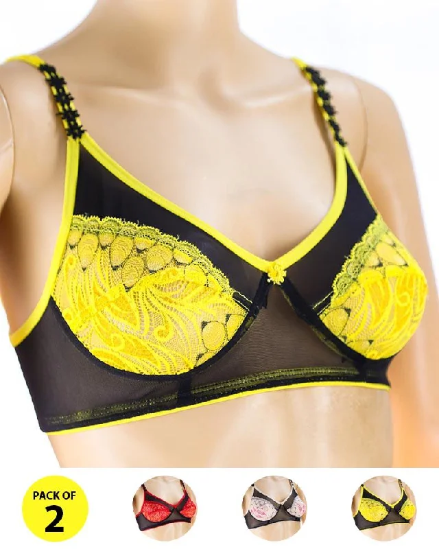 Non wired bras for women who prioritize comfort during cardio exercises-Pack of 2 Madam Bra - Rain - Non Padded Bra - Non Wired Bra Non wired bras for women who prioritize comfort during cardio exercises-Pack of 2 Madam Bra - Rain - Non Padded Bra - Non Wired Bra