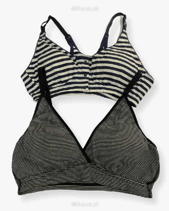Non wired bras for summer wear-Pack Of 2 - Non  Padded Non-Wired Racerback Sports Bra Ladies Jogging Bra Imported Stocklot Branded Sports Bra