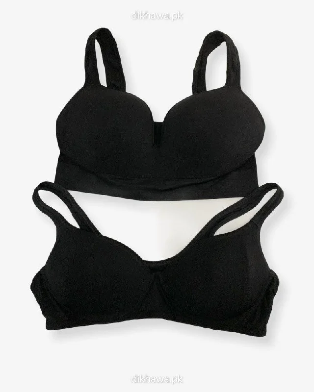 Non wired bras for casual wear-Pack Of 2 - Non  Padded Non-Wired Racerback Sports Bra Ladies Jogging Bra Imported Stocklot Branded Sports Bra