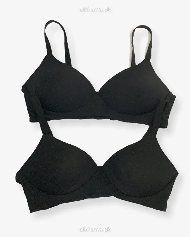 Soft cup bras for natural shape-Pack Of 2 - Non  Padded Non-Wired Racerback Sports Bra Ladies Jogging Bra Imported Stocklot Branded Sports Bra
