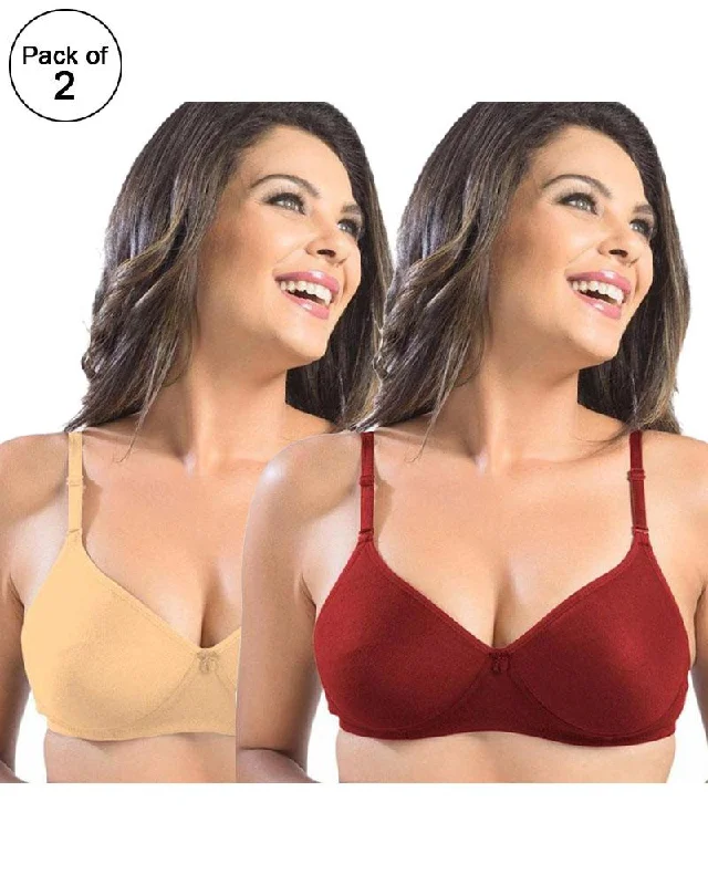 Non wired bras for women who prefer a comfortable fit for overall wellness-Pack of 2 - Sonari Catwalk Bra - Non Padded Non Wired - Imported Bra - Random Colors