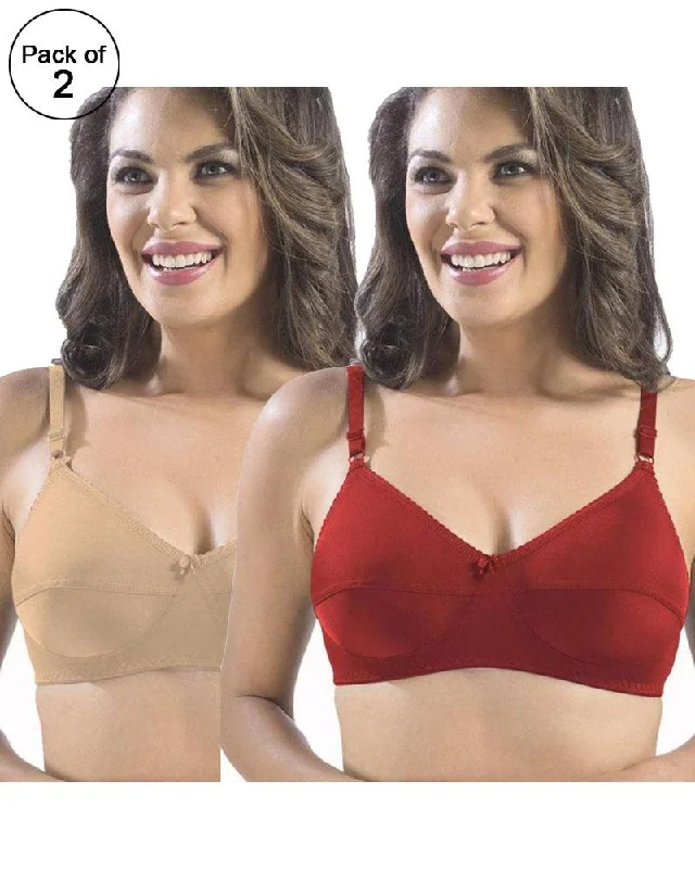 Non wired bras for women who prioritize comfort during self-care routines-Pack of 2 -  Sonari Loreal Bra - Non Padded Non Wired - Imported Bra - Random Colors