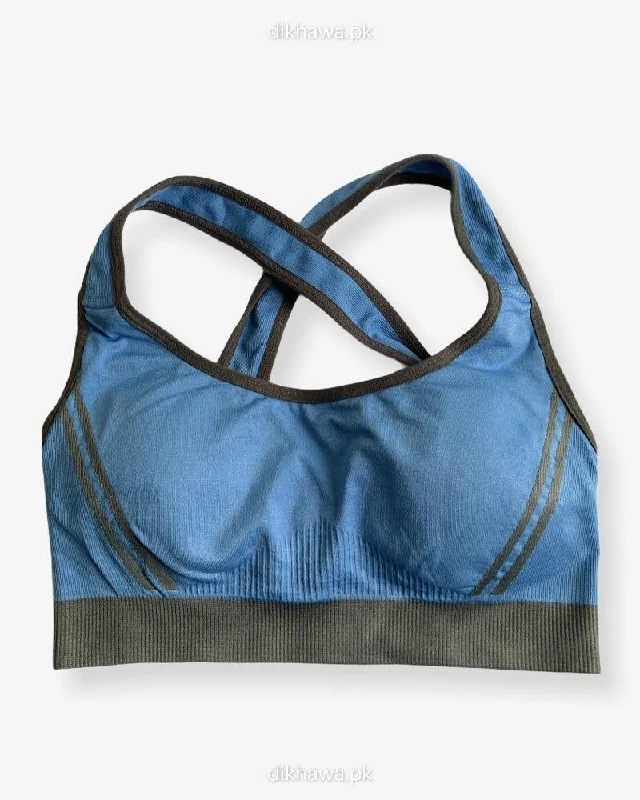 Non wired bras for women with sensitive nipples-Women Sports Lightly Padded Bra Ladies Jogging Bra Imported Stocklot Branded Sports Bra