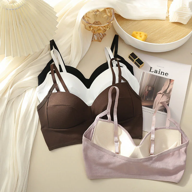 Lacy push-up bras for extra volume-New High Quality Soft Cotton T-Shirt Push-Up Non Wired Padded Sports Bra 828