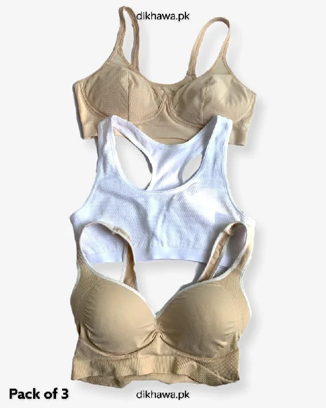 Soft cup bras for women who value comfort during fascinating living routines-Pack of 3 Imported Stocklot Branded Pushup Bra - Single Padded Bra - Padded Ladies Jogging Bra - Sports Bra - Soft Padded Soft cup bras for women who value comfort during fascinating living routines-Pack of 3 Imported Stocklot Branded Pushup Bra - Single Padded Bra - Padded Ladies Jogging Bra - Sports Bra - Soft Padded