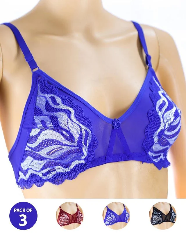 Non wired bras for women who need a comfortable fit for endurance exercises-Pack of 3 Madam Bra - Limca - Non Padded Bra - Non Wired Bra Non wired bras for women who need a comfortable fit for endurance exercises-Pack of 3 Madam Bra - Limca - Non Padded Bra - Non Wired Bra