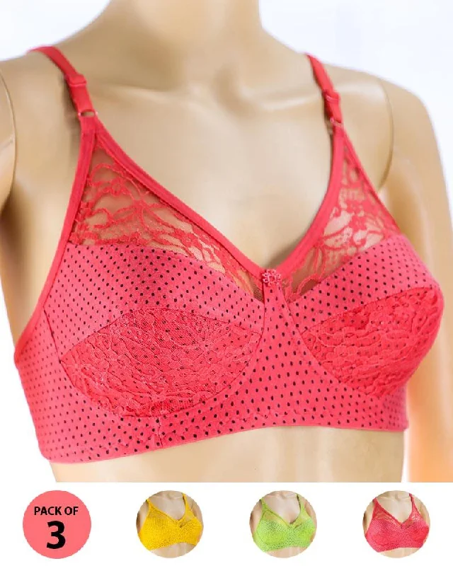 Non wired bras for women who prioritize comfort during low-impact activities for relaxation-Pack of 3 Madam Bra - N2 - Non Padded Bra - Non Wired Bra