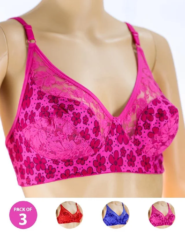 Soft cup bras for women who value comfort during Zumba for fitness-Pack of 3 Madam Bra - N5 - Non Padded Bra - Non Wired Bra