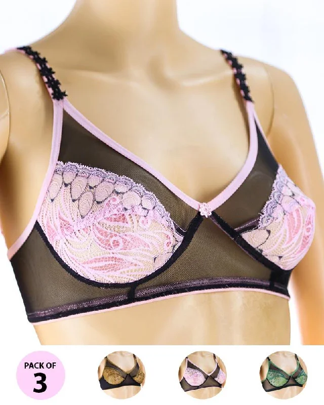 Soft cup bras for women who want a comfortable fit for stretching exercises-Pack of 3 Madam Bra - Rain - Non Padded Bra - Non Wired Bra Soft cup bras for women who want a comfortable fit for stretching exercises-Pack of 3 Madam Bra - Rain - Non Padded Bra - Non Wired Bra