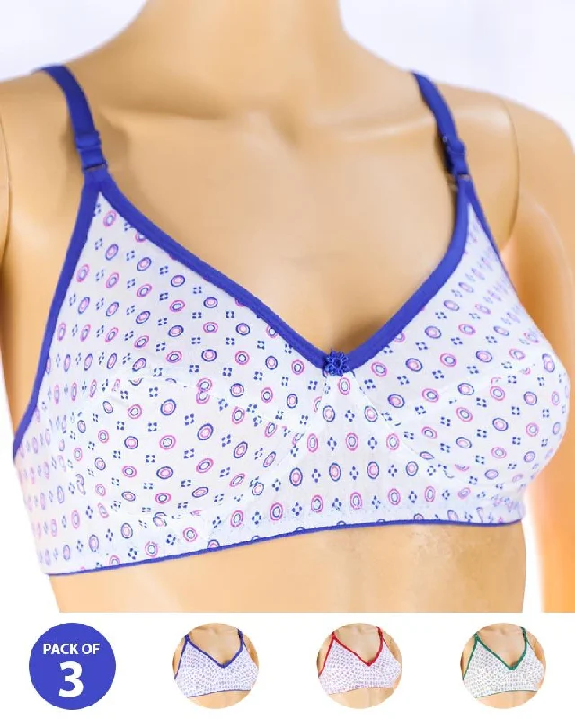 Wireless bras with a focus on comfort during power exercises-Pack of 3 Madam Bra - S27 - Non Padded Bra - Non Wired Bra Wireless bras with a focus on comfort during power exercises-Pack of 3 Madam Bra - S27 - Non Padded Bra - Non Wired Bra