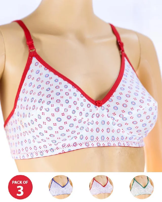 Non wired bras for women who prioritize comfort during strength exercises-Pack of 3 Madam Bra - S27 - Non Padded Bra - Non Wired Bra Non wired bras for women who prioritize comfort during strength exercises-Pack of 3 Madam Bra - S27 - Non Padded Bra - Non Wired Bra