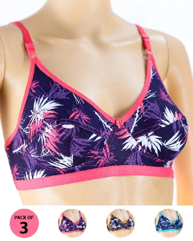 Soft cup bras for women who want a comfortable fit for cycling for cardio-Pack of 3 Madam Bra - S5 - Non Padded Bra - Non Wired Bra