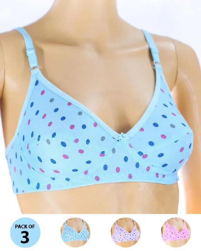 Non wired bras for women who prioritize comfort during yoga practice for flexibility-Pack of 3 Madam Bra - S7 - Non Padded Bra - Non Wired Bra
