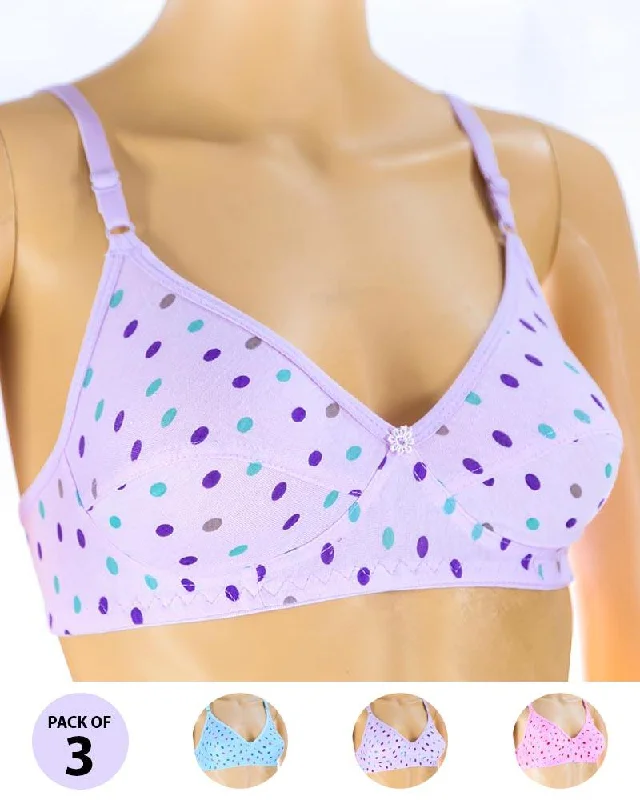 Soft cup bras for women who value comfort during stretching exercises for flexibility-Pack of 3 Madam Bra - S7 - Non Padded Bra - Non Wired Bra