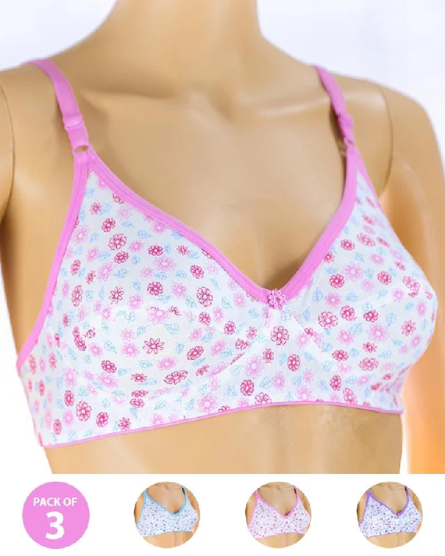 Non wired bras for women who prefer a comfortable fit for core training exercises-Pack of 3 Madam Bra - S8 - Non Padded Bra - Non Wired Bra