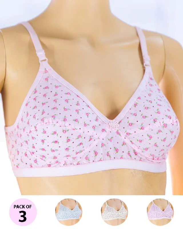 Non wired bras for women who need a comfortable fit for aerobics-Pack of 3 Madam Bra - Safal-11 - Non Padded Bra - Non Wired Bra Non wired bras for women who need a comfortable fit for aerobics-Pack of 3 Madam Bra - Safal-11 - Non Padded Bra - Non Wired Bra