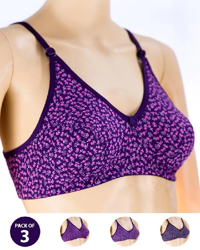 Non wired bras for women who prioritize comfort during swimming-Pack of 3 Madam Bra - Sarina-4 - Non Padded Bra - Non Wired Bra Non wired bras for women who prioritize comfort during swimming-Pack of 3 Madam Bra - Sarina-4 - Non Padded Bra - Non Wired Bra