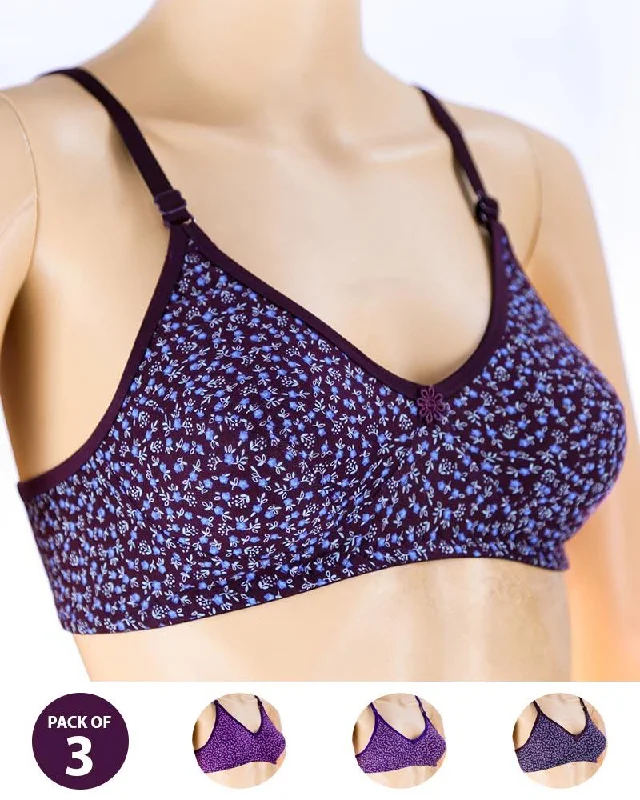 Soft cup bras for women who want a comfortable fit for running-Pack of 3 Madam Bra - Sarina-4 - Non Padded Bra - Non Wired Bra Soft cup bras for women who want a comfortable fit for running-Pack of 3 Madam Bra - Sarina-4 - Non Padded Bra - Non Wired Bra