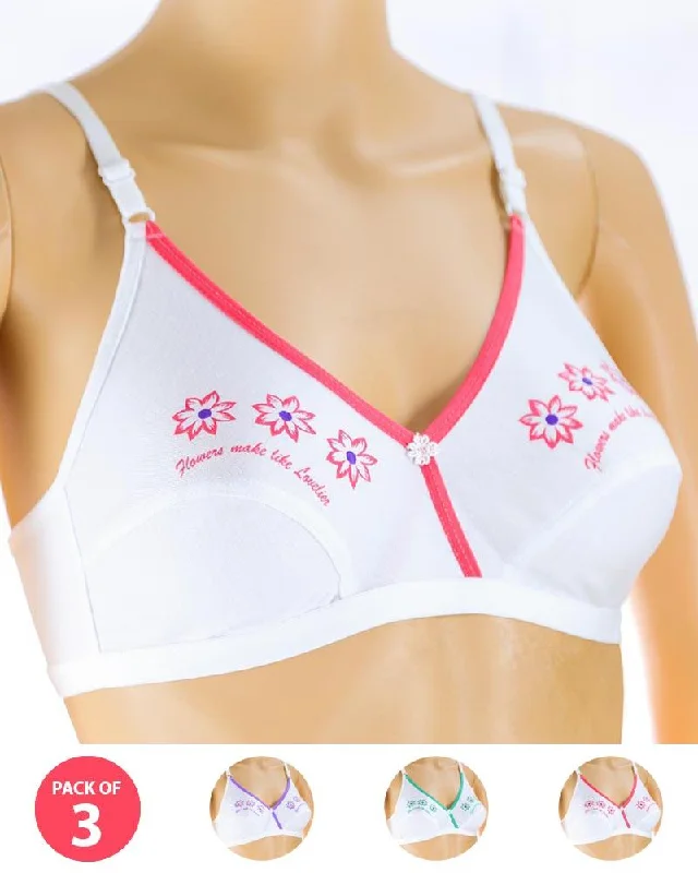 Wireless bras with a focus on comfort during cycling-Pack of 3 Madam Bra - Tatto - Non Padded Bra - Non Wired Bra Wireless bras with a focus on comfort during cycling-Pack of 3 Madam Bra - Tatto - Non Padded Bra - Non Wired Bra