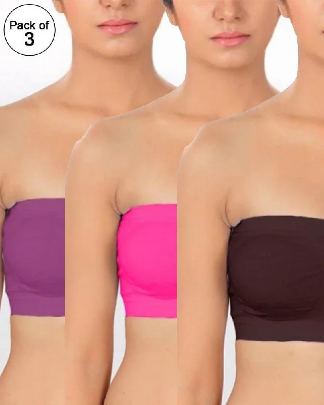 Wireless bras with a focus on comfort during altruistic living routines-Pack of 3 - Strapless Sports Bra - Soft & Non Padded Bra - Mix Colours Wireless bras with a focus on comfort during altruistic living routines-Pack of 3 - Strapless Sports Bra - Soft & Non Padded Bra - Mix Colours