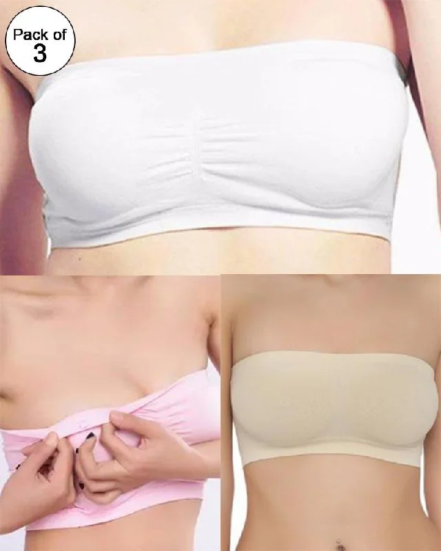 Non wired bras for women who need a comfortable fit for nurturing living practices-Pack of 3 - Strapless Sports Bra - Soft & Non Padded Bra - Mix Colours Non wired bras for women who need a comfortable fit for nurturing living practices-Pack of 3 - Strapless Sports Bra - Soft & Non Padded Bra - Mix Colours