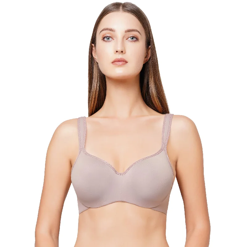 Padded bras for extra volume-Padded Wired Full Coverage Seamless Cups Sweetheart Neckline Bra-CB-130